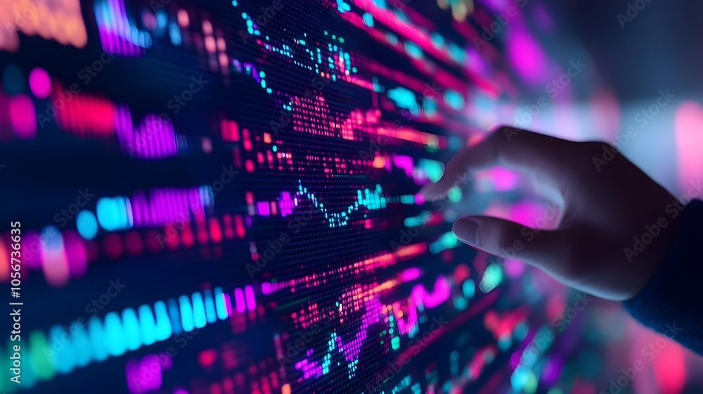 Hand Touching Digital Data Hand Touching Digital Data