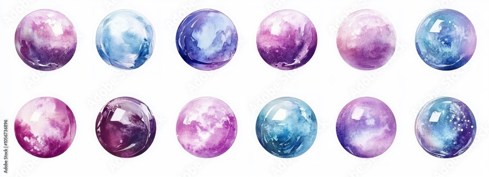 Watercolor Round Gems Watercolor Round Gems