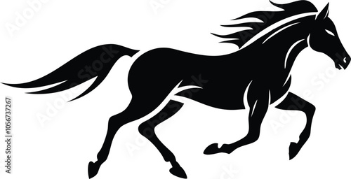 horse silhouette isolated on white