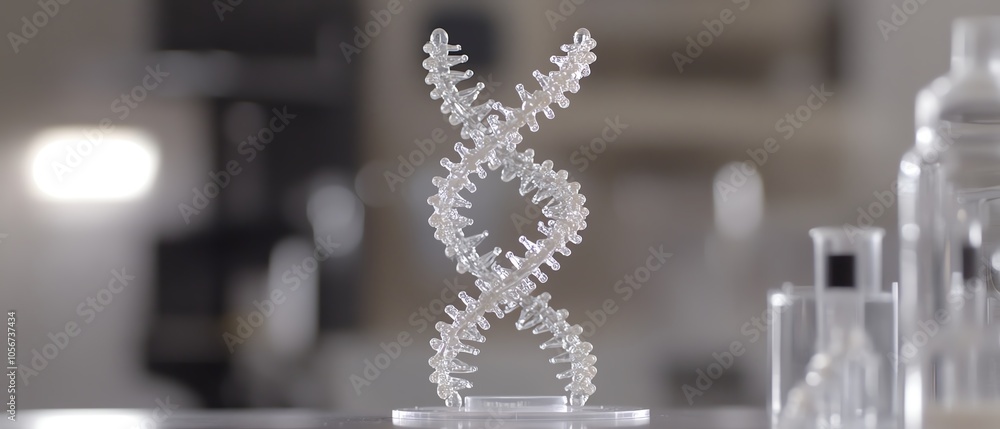 DNA model, white isolate background DNA model, white isolate background