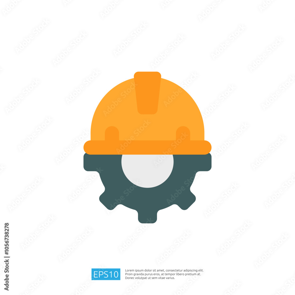 The image features a stylized orange hard hat placed atop a gray gear, symbolizing construction and engineering. It represents safety and industry. The image features a stylized orange hard hat placed atop a gray gear, symbolizing construction and engineering. It represents safety and industry.
