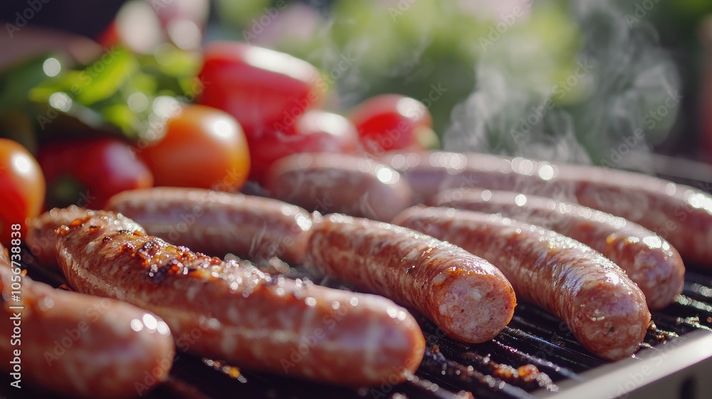 Delicious Grilled Sausages with Fresh Vegetables Delicious Grilled Sausages with Fresh Vegetables