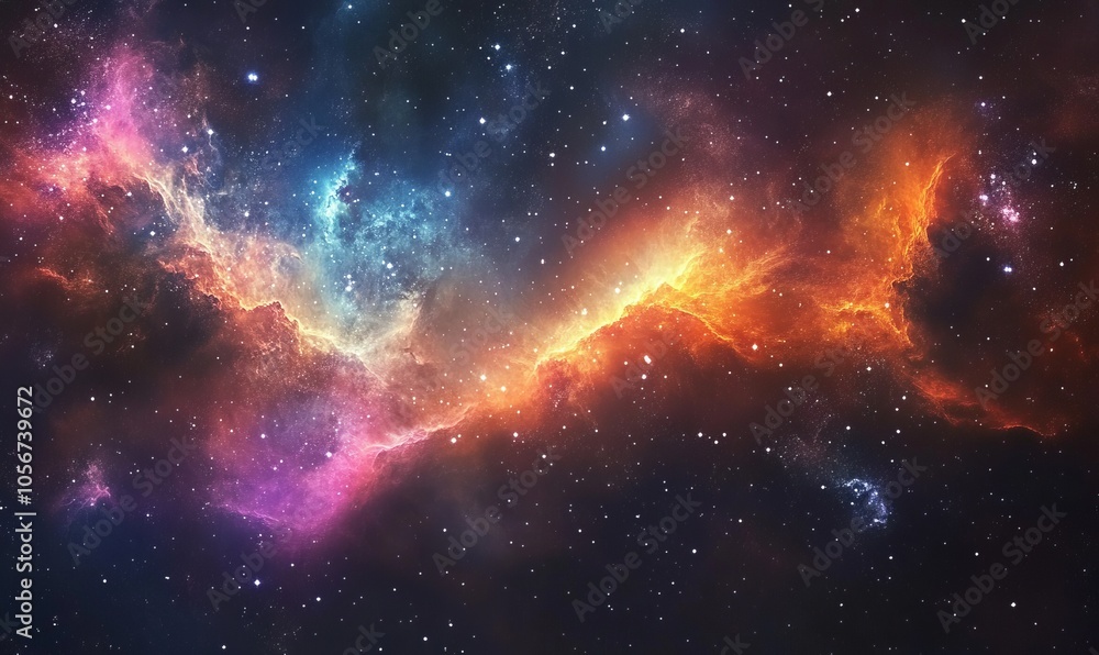 Naklejka premium 360 degree space nebula panorama, equirectangular projection, environment map. HDRI spherical panorama. Space background with nebula and stars.