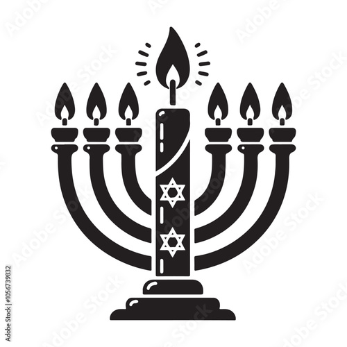 Hanukkah candle silhouette vector. Hanukkah candle icon. Hanukkah menorah logo symbol design on a white background