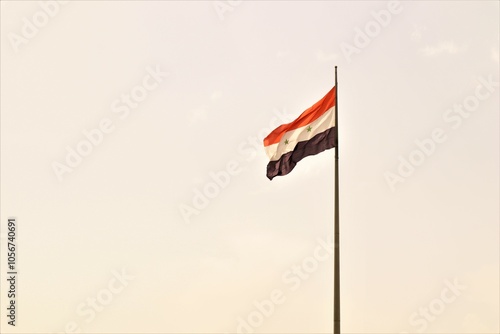 Obraz w ramie The flag of the Syrian Arab Republic is flying. Syria