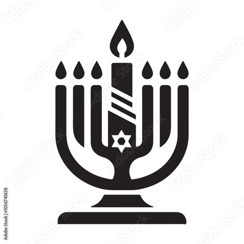 Hanukkah candle silhouette vector. Hanukkah candle icon. Hanukkah menorah logo symbol design on a white background