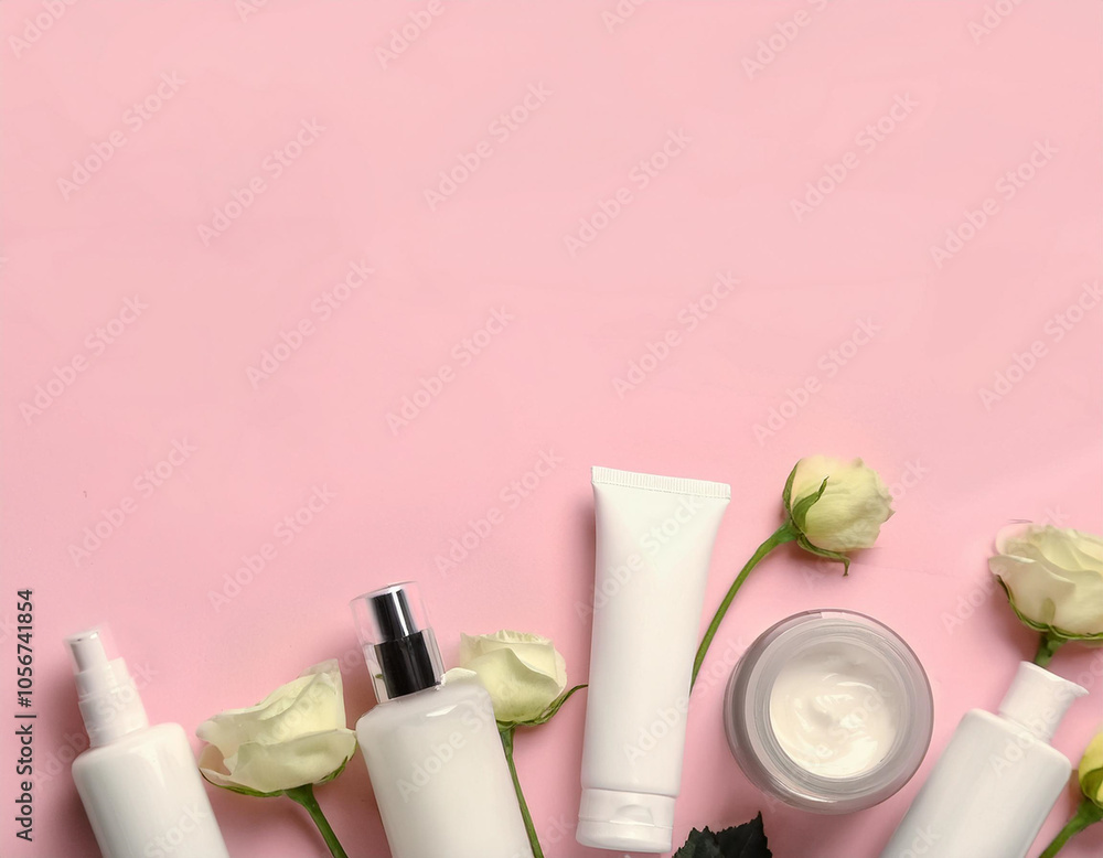 Harmony in Bloom Creative Arrangement of Cosmetics and Flowers Harmony in Bloom Creative Arrangement of Cosmetics and Flowers