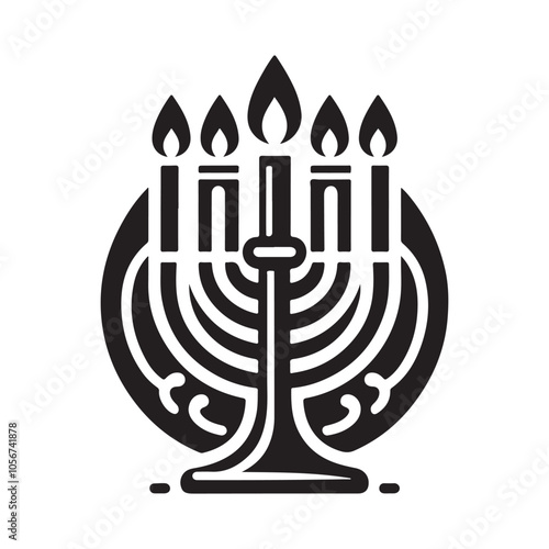 Hanukkah candle silhouette vector. Hanukkah candle icon. Hanukkah menorah logo symbol design on a white background