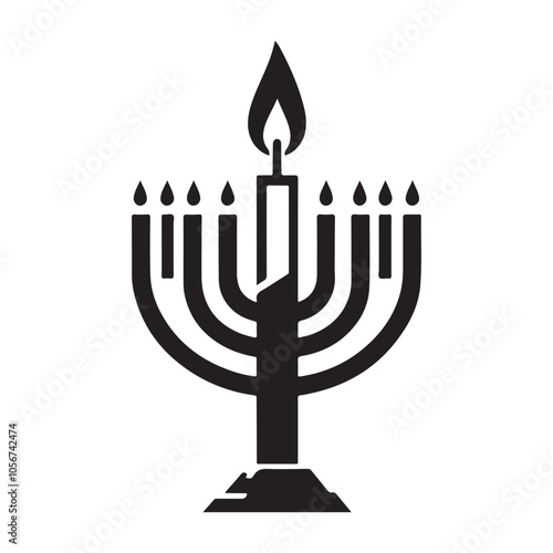 Hanukkah candle silhouette vector. Hanukkah candle icon. Hanukkah menorah logo symbol design on a white background