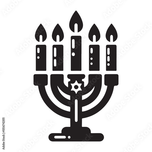 Hanukkah candle silhouette vector. Hanukkah candle icon. Hanukkah menorah logo symbol design on a white background