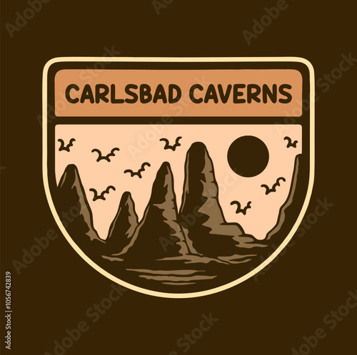 CARLSBAD CAVERNS NATIONAL PARK BADGE LOGO DESIGN VECTOR ILLUSTRATION