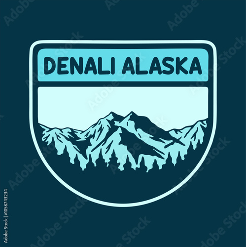 DENALI ALASKA NATIONAL PARK BADGE LOGO DESIGN VECTOR ILLUSTRATION