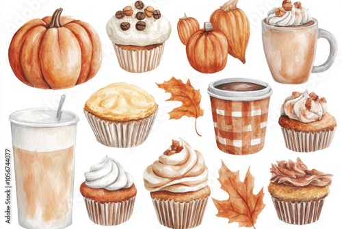 Autumnal Treats Watercolor Illustration