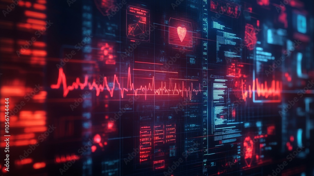 Obraz premium A Digital Heartbeat Monitor Display with Heart Icon and Data