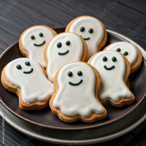 Spooky Sweetness, A Plateful of Ghostly Halloween Cookies for a Spooktacular Treat. 