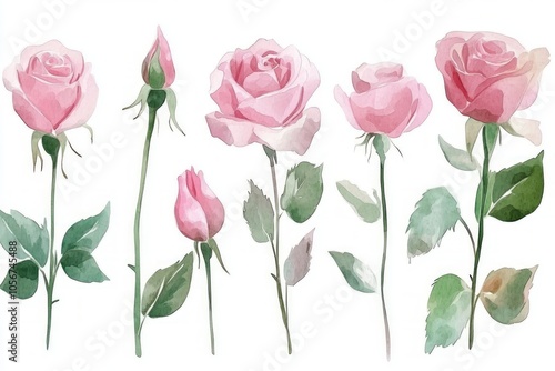 Delicate Pink Roses Watercolor Painting