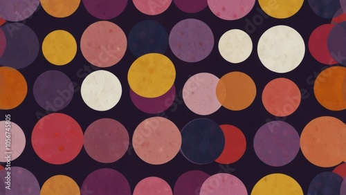 A vibrant image of many colorful circles arranged on a dark background. 