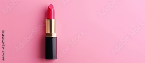 Lipstick On A Pink Background The Concept Of Decorative Cosmetics For The Face Visage And Facial Care A Female Product Top View For The Cosmetic Department Of The Store