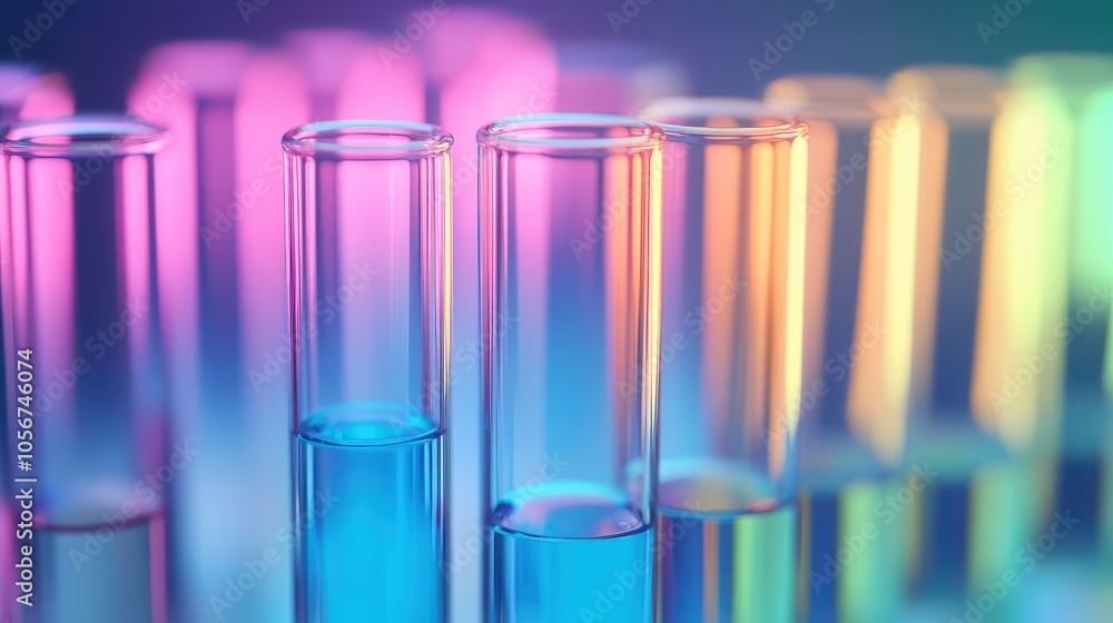 Colorful test tubes with liquid, showcasing vibrant hues and scientific exploration in a laboratory setting. Colorful test tubes with liquid, showcasing vibrant hues and scientific exploration in a laboratory setting.