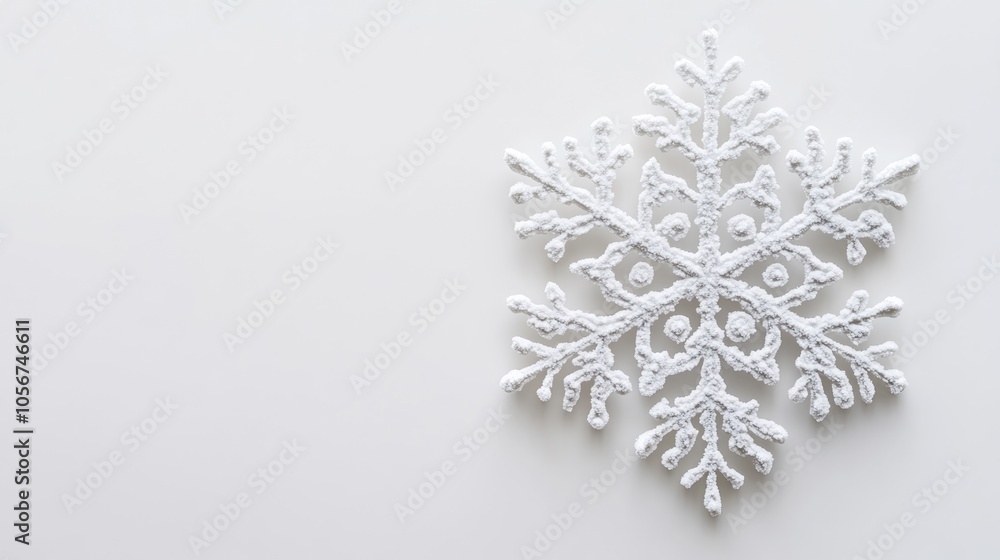 White snowflake against a pristine white backdrop representing the essence of winter White snowflake against a pristine white backdrop representing the essence of winter