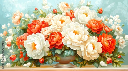 A greeting picture, bright, with flowers