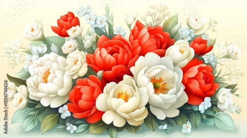 A greeting picture, bright, with flowers