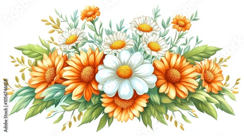 Autumn flowers, watercolor pastel colors