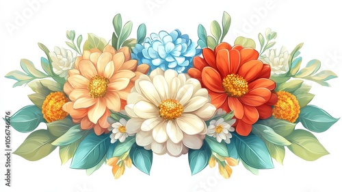 Autumn flowers, watercolor pastel colors