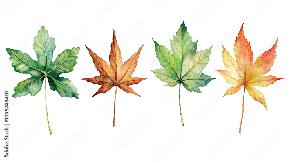 Watercolor Leaves and Branches Collection on a Transparent Background Generative AI Watercolor Leaves and Branches Collection on a Transparent Background Generative AI