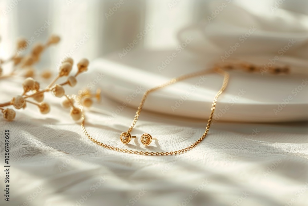 gold jewelry on a white background for an aesthetic look gold jewelry on a white background for an aesthetic look
