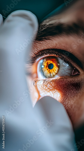 Close-Up of an Eye Exam with Glaucoma Detection by an Optometrist in a Clinic