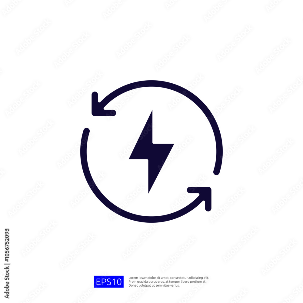 A graphic representation of a lightning bolt enclosed in circular arrows, symbolizing energy or power recycling. A graphic representation of a lightning bolt enclosed in circular arrows, symbolizing energy or power recycling.