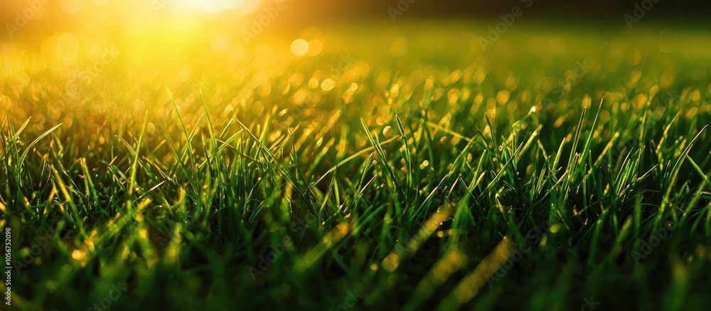 Green Grass With Sunset Light On It