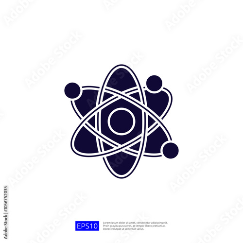 This image depicts a stylized atomic symbol, representing the concept of atoms and molecular structures, often associated with science and technology.