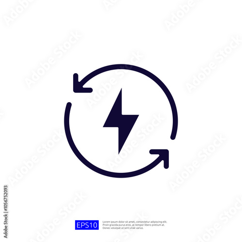 A graphic representation of a lightning bolt enclosed in circular arrows, symbolizing energy or power recycling.