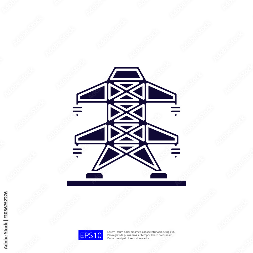 The image depicts a stylized illustration of a power transmission tower, emphasizing its structural design and purpose in electrical infrastructure. The image depicts a stylized illustration of a power transmission tower, emphasizing its structural design and purpose in electrical infrastructure.