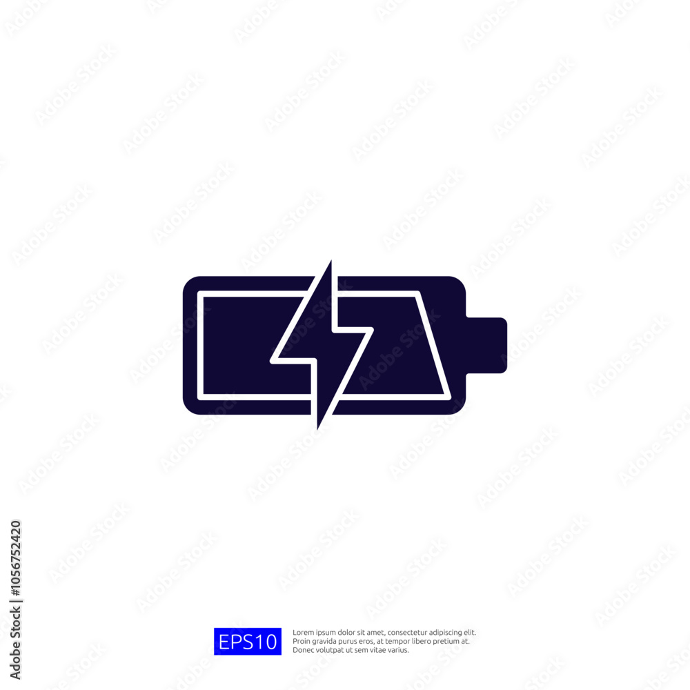 The image features a battery icon with a lightning bolt, symbolizing charging or power. It represents energy, technology, and battery life.