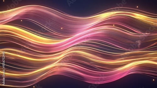 Abstract Glowing Lines in Pink and Yellow. Illustration background for presentation 