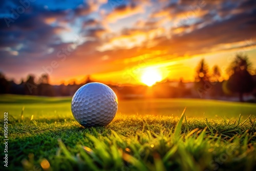 An enchanting watercolor scene features a golf ball on a lush course at dusk, celebrating the beauty of nature and the spirit of golf enthusiasts.