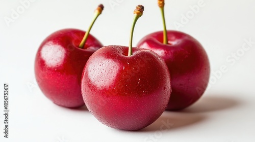 Vibrant red cherry plum against a clean white backdrop