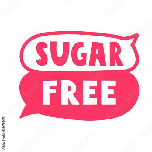Red speech bubbles - sugar free. Hand drawn illustration on white background.