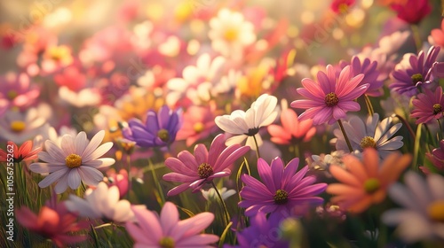 A vibrant meadow filled with blooming flowers