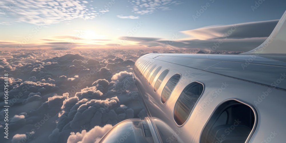 Fototapeta premium 3D aircraft model with visible windows.