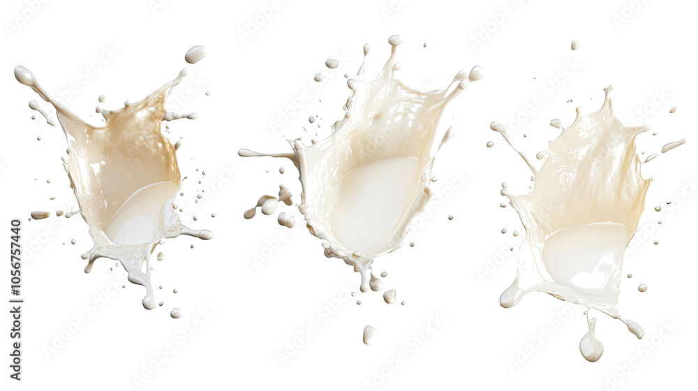 Dynamic Splashes of White Chocolate Milk on a Transparent Background Generative AI Dynamic Splashes of White Chocolate Milk on a Transparent Background Generative AI
