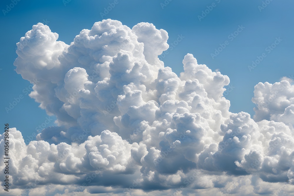 A sky filled with fluffy white cumulus clouds on a bright summer day, Ai Generated A sky filled with fluffy white cumulus clouds on a bright summer day, Ai Generated