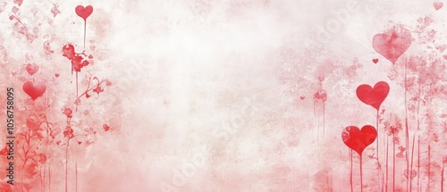 Design a romantic copy space background for Valentine's Day, featuring soft pink and red hues, delicate hearts, and elegant floral accents, creating the perfect canvas for heartfelt messages of love
