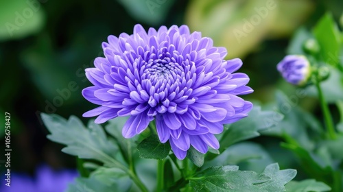 Beautiful Chrysanthemum Flowers Purple Chrysanthemum Chrysanthemum Among Green Leaves