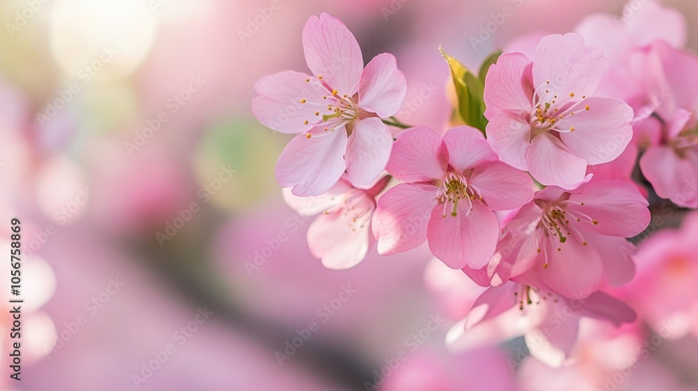 Pink cherry blossoms creating a vibrant spring backdrop Pink cherry blossoms creating a vibrant spring backdrop