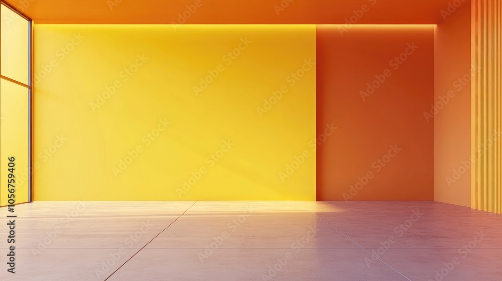 Yellow and orange studio space background featuring a simple banner and a vacant wall Yellow and orange studio space background featuring a simple banner and a vacant wall