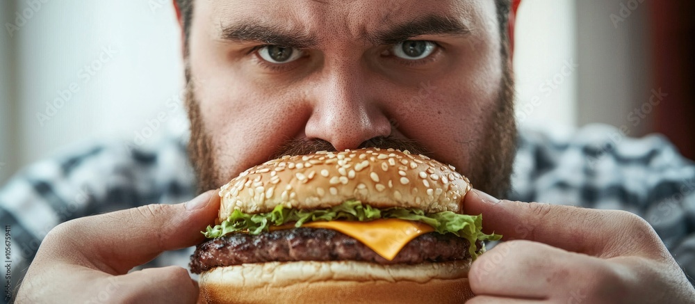 Diet Failure Of Fat Man Eating Fast Food Unhealthy Hamberger Diet Failure Of Fat Man Eating Fast Food Unhealthy Hamberger